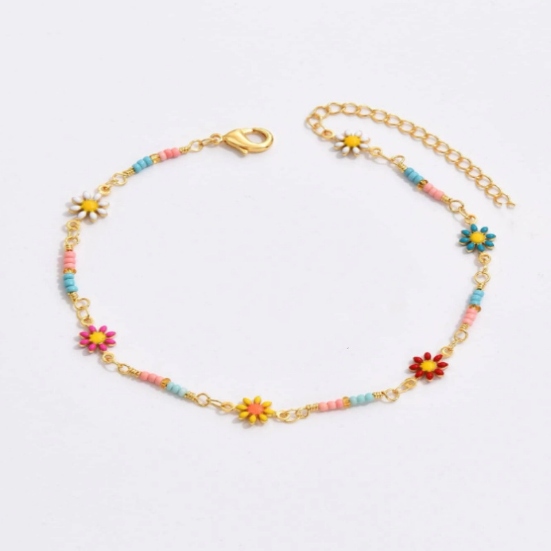 Daisy Bead Ankle Bracelet – Colourful Summer-Inspired Jewellery | Jessemade