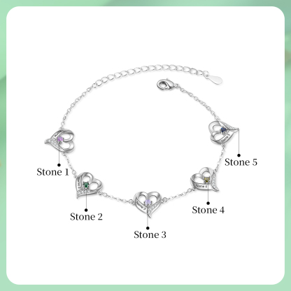  Personalised Heart Anklet With 1-5 Names & Birthstone - Custom Unique Gift for Her | Jessemade