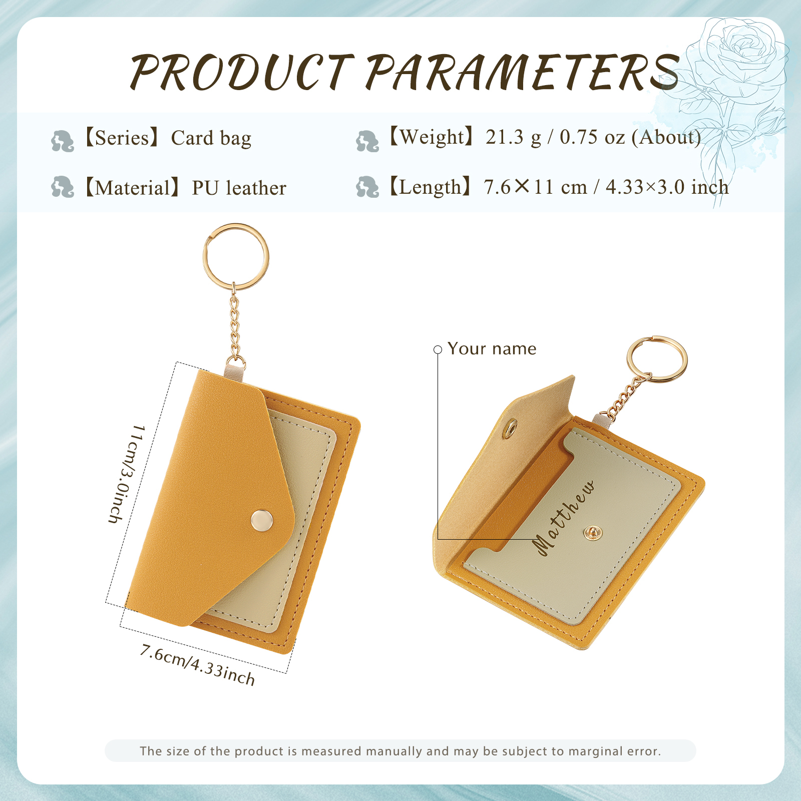 Personalised PU Leather Card Holder with Keychain – Stylish & Practical Gift