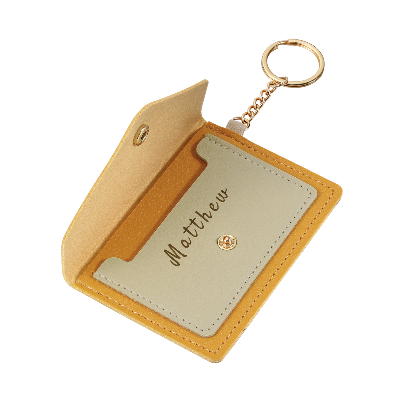 Personalised PU Leather Card Holder with Keychain – Stylish & Practical Gift
