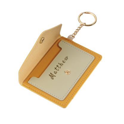 Personalised PU Leather Card Holder with Keychain – Stylish & Practical Gift