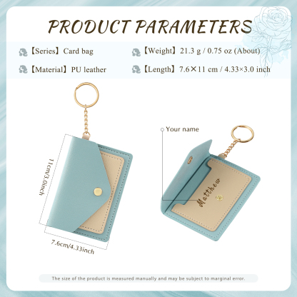 Personalised PU Leather Card Holder with Keychain – Stylish & Practical Gift