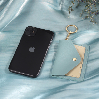 Personalised PU Leather Card Holder with Keychain – Stylish & Practical Gift