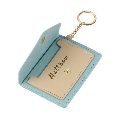 Personalised PU Leather Card Holder with Keychain – Stylish & Practical Gift