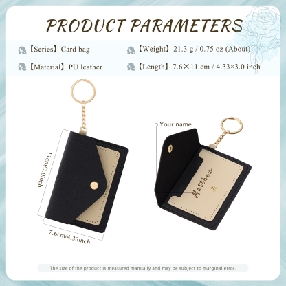Personalised PU Leather Card Holder with Keychain – Stylish & Practical Gift