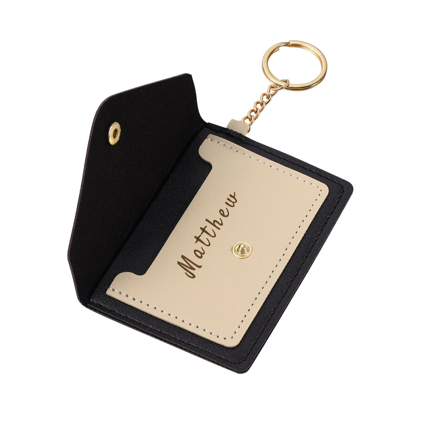Personalised PU Leather Card Holder with Keychain – Stylish & Practical Gift