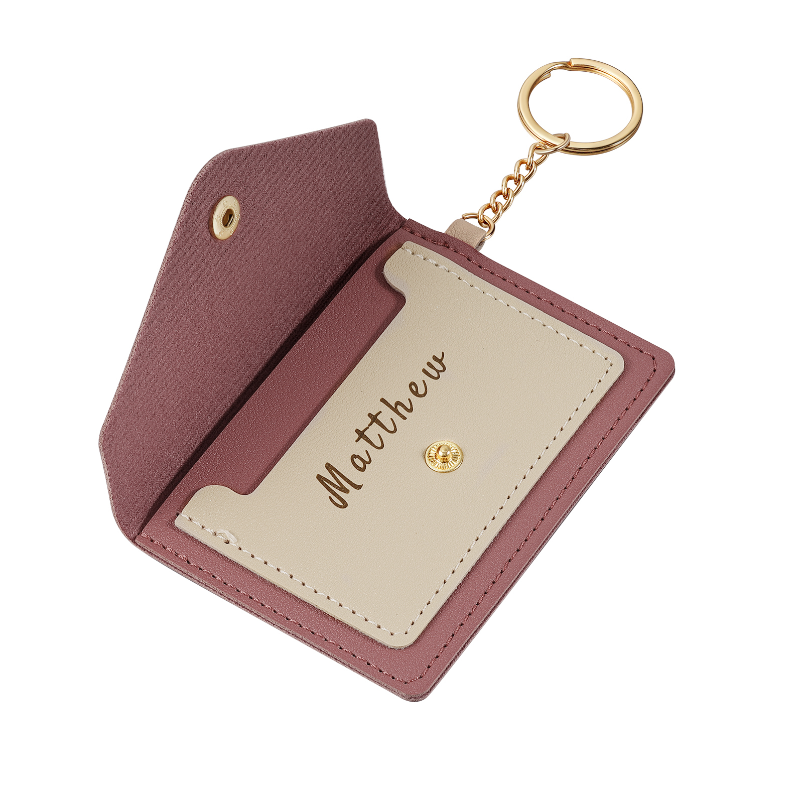 Personalised PU Leather Card Holder with Keychain – Stylish & Practical Gift