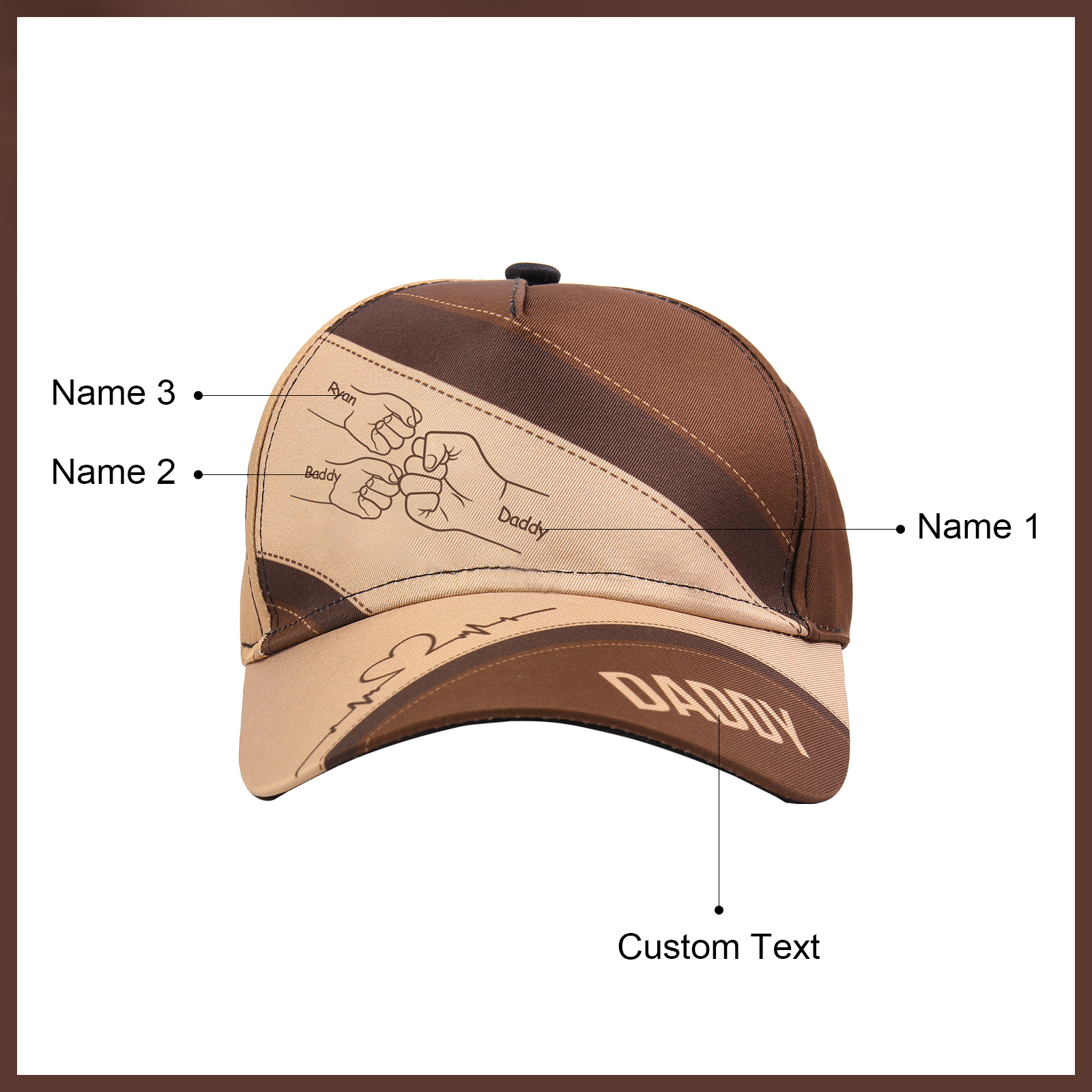 Personalised Daddy Baseball Cap – Custom Name Gift for Dad – Unique Father’s Day Dad Hat from Kids | Jessemade