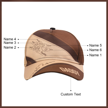 6 Names & 1 Text Personalised Daddy Baseball Cap – Custom Gift for Dad – Unique Father’s Day Dad Hat from Kids | Jessemade