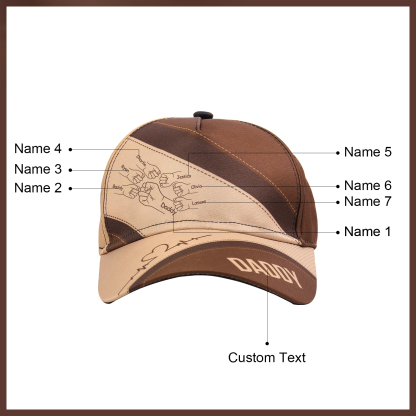 7 Names & 1 Text Personalised Daddy Baseball Cap – Custom Gift for Dad – Unique Father’s Day Dad Hat from Kids | Jessemade