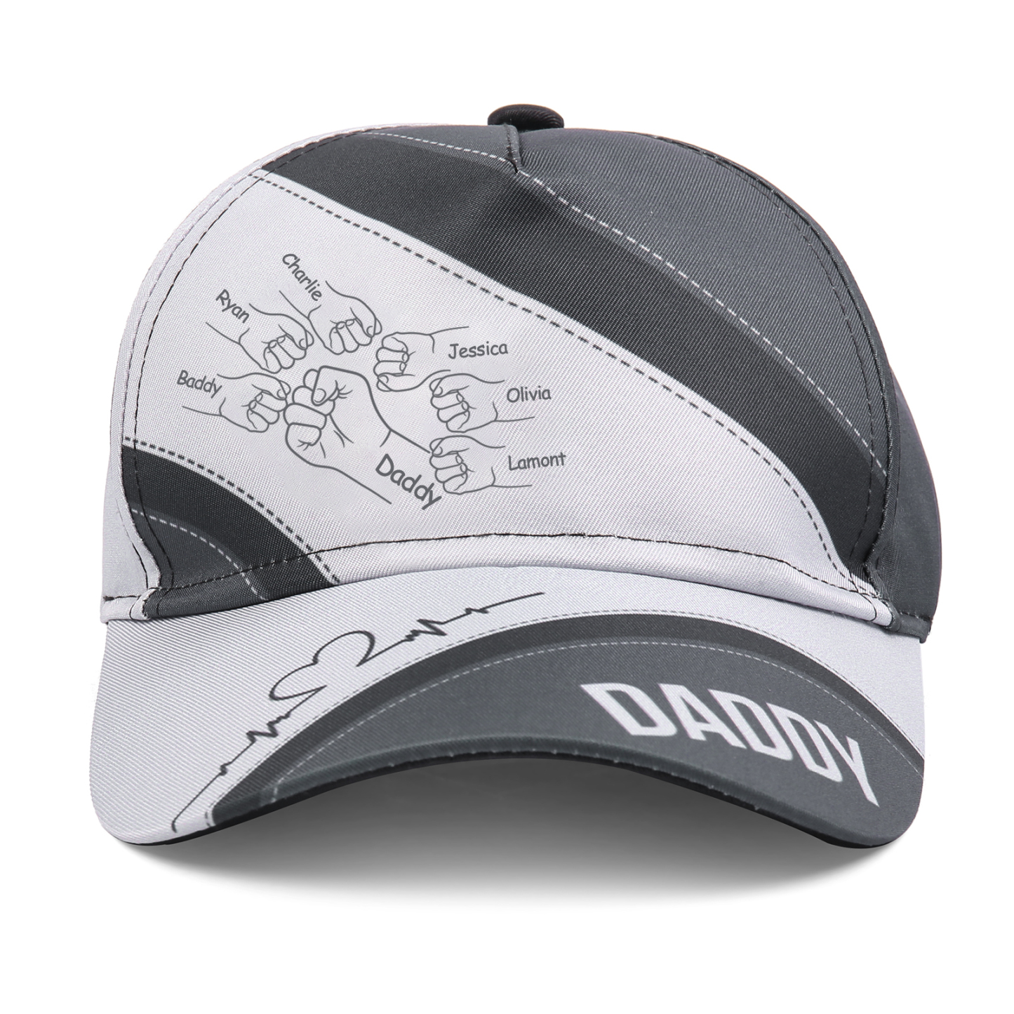 7 Names & 1 Text Personalised Daddy Baseball Cap – Custom Gift for Dad – Unique Father’s Day Dad Hat from Kids | Jessemade