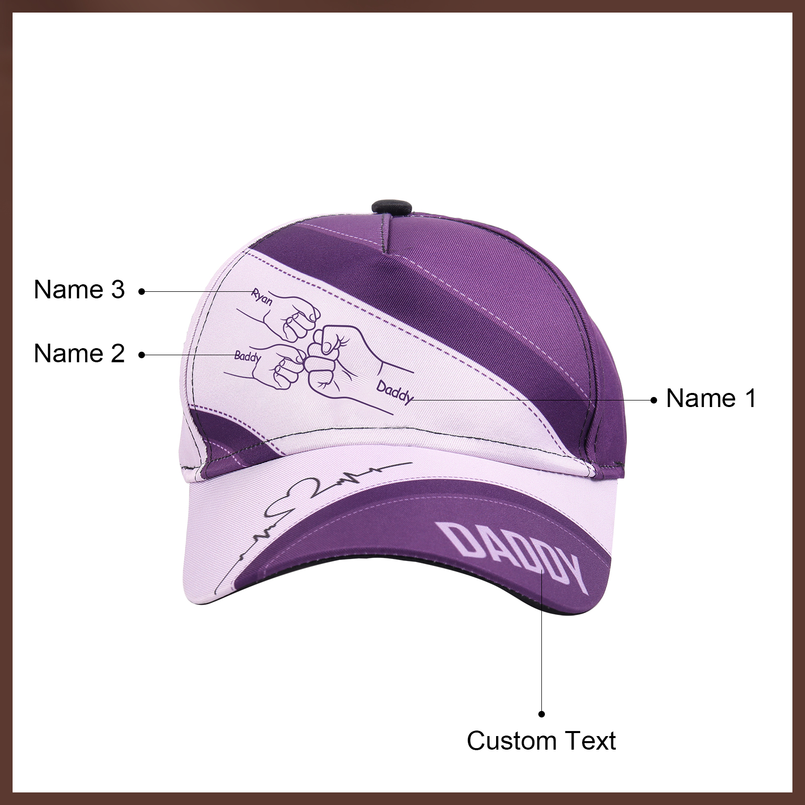 Personalised Daddy Baseball Cap – Custom Name Gift for Dad – Unique Father’s Day Dad Hat from Kids | Jessemade