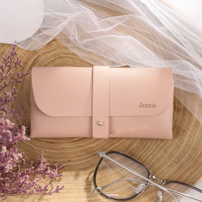 Personalised Glasses Case – Custom Name Available in Pink, Brown, Beige, and Blue | Jessemade