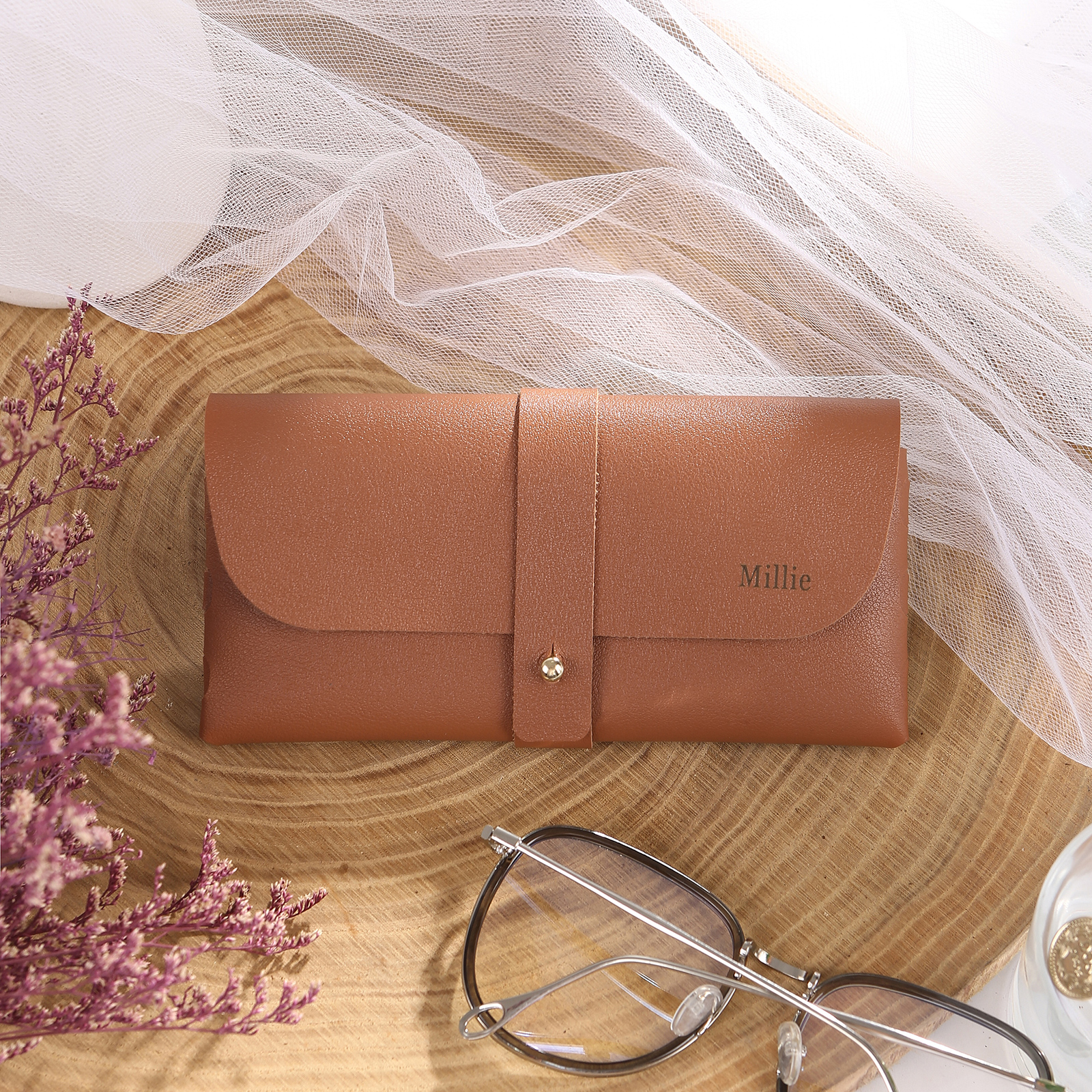 Personalised Glasses Case – Custom Name Available in Pink, Brown, Beig