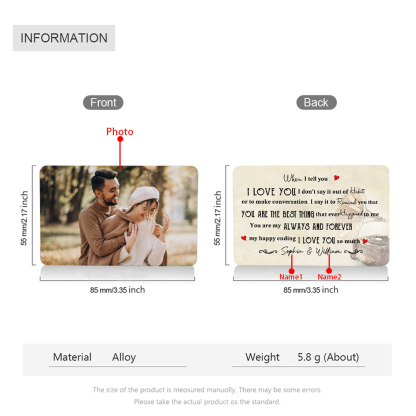 Personalised Wallet Insert Card - Customized with 2 Names & 1 Photo, Available in Single-Sided or Double-Sided Styles, Valentine’s Day Gift for Him | Jessemade