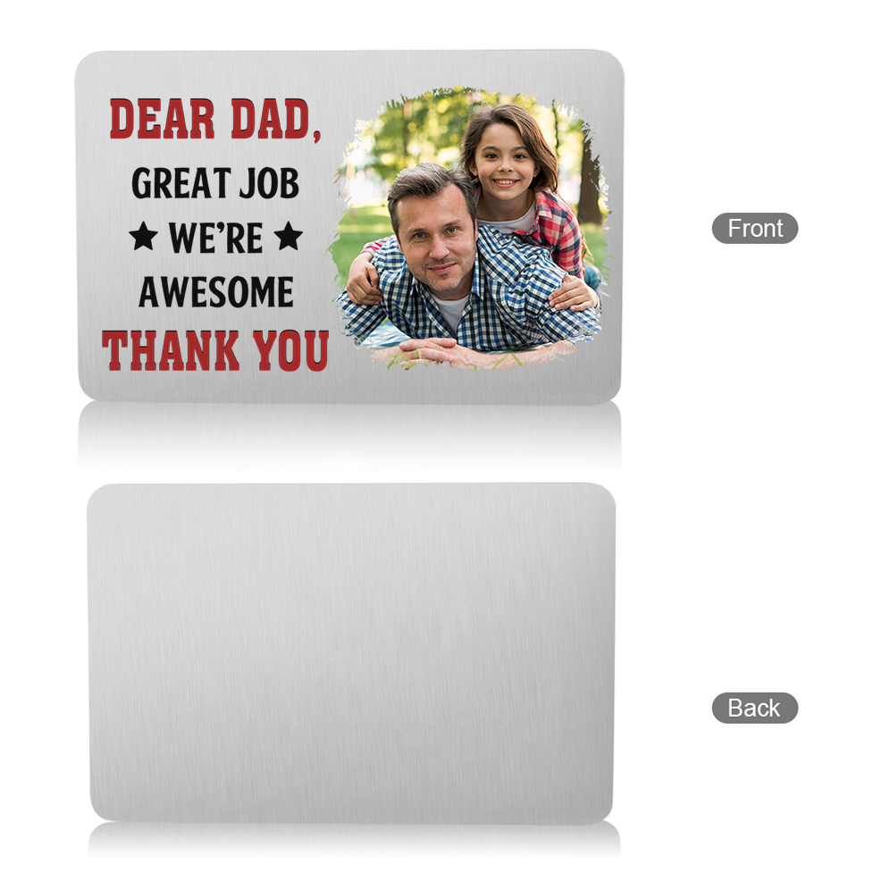 Personalised Photo Wallet Card, Custom Engraved Metal Card Gift for Dad | Jessemade