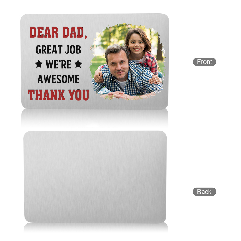 Personalised Photo Wallet Card, Custom Engraved Metal Card Gift for Dad | Jessemade