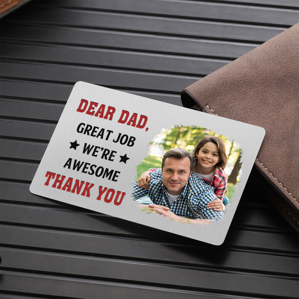Personalised Photo Wallet Card, Custom Engraved Metal Card Gift for Dad | Jessemade