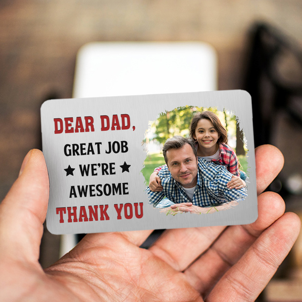 Personalised Photo Wallet Card, Custom Engraved Metal Card Gift for Dad | Jessemade