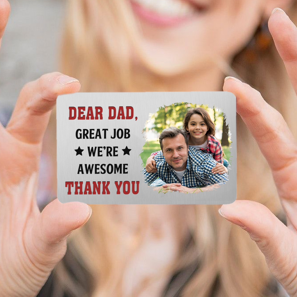 Personalised Photo Wallet Card, Custom Engraved Metal Card Gift for Dad | Jessemade