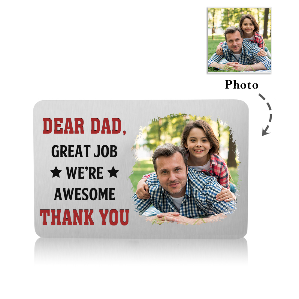 Personalised Photo Wallet Card, Custom Engraved Metal Card Gift for Dad | Jessemade