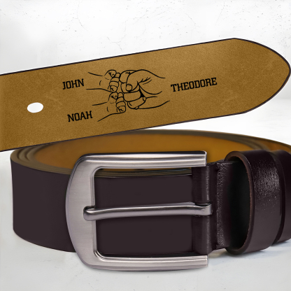 Personalized Men's Belt Custom Engraved Leather Belt with Names Thoughtful Gift for Dad | Lorajewel