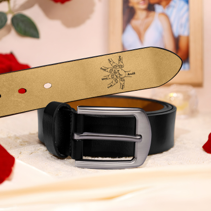 Personalised Leather Belt, Custom Engraved 7 Names Belt Gift for Dad | Jessemade