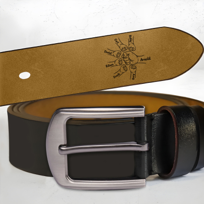 Personalised Leather Belt, Custom Engraved 7 Names Belt Gift for Dad | Jessemade
