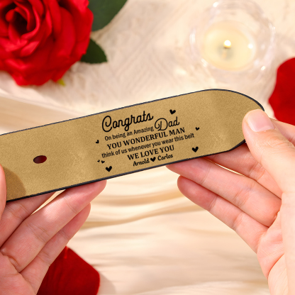 Personalised 2 Names Leather Belt, Custom You Wonderful Man Belt Gift for Dad | Jessemade