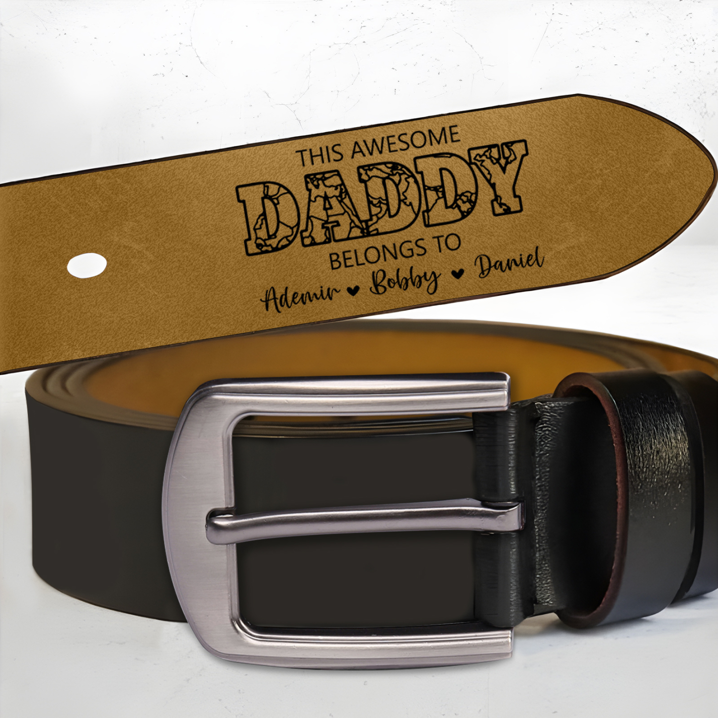 Personalised 4 Names & 1 Letter Leather Adjustable Belt – A Thoughtful Gift  for Dad/Granddad | Jessemade