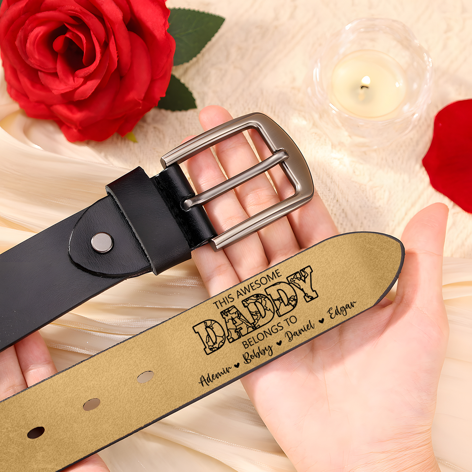 Personalised 5 Names & 1 Letter Leather Adjustable Belt – A Thoughtful Gift  for Dad/Granddad | Jessemade