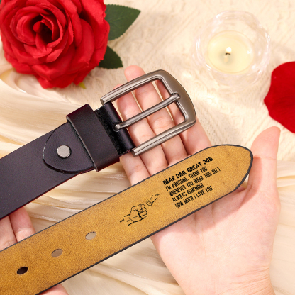 Personalised 3 Names&1 Letter Leather Belt, Custom Adjustable Man Belt Gift for Dad/Granddad | Jessemade