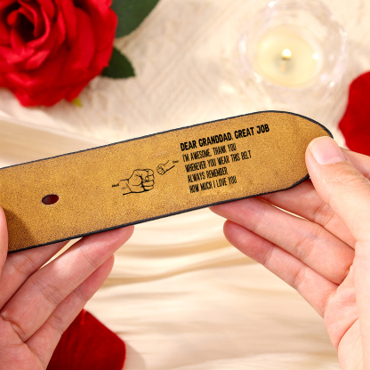 Personalised 3 Names&1 Letter Leather Belt, Custom Adjustable Man Belt Gift for Dad/Granddad | Jessemade