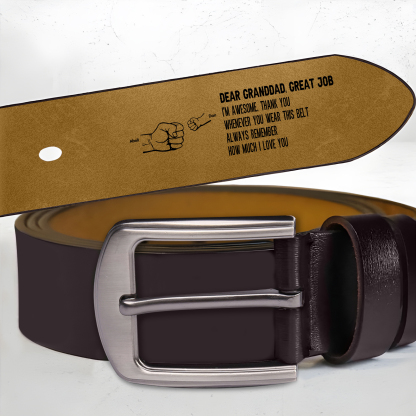 Personalised 3 Names&1 Letter Leather Belt, Custom Adjustable Man Belt Gift for Dad/Granddad | Jessemade