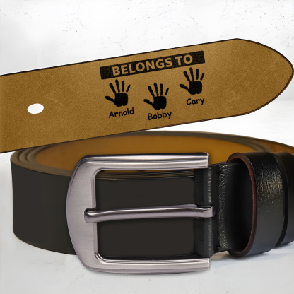 Personalised 3 Names&2 Texts Leather Belt, Custom Adjustable Man Belt Gift for Dad | Jessemade
