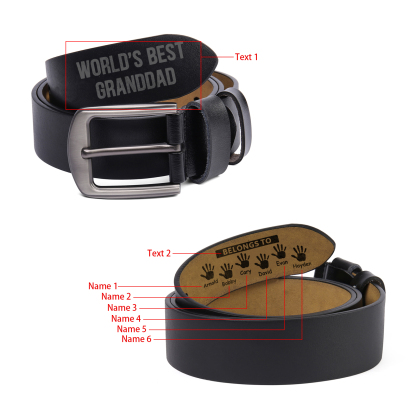 Personalised 6 Names&2 Texts Leather Belt, Custom Adjustable Man Belt Gift for Husband, Boyfriend, Dad | Jessemade