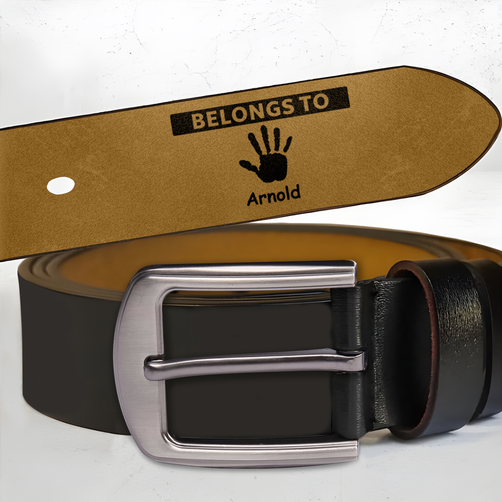 Personalised 1 Name&2 Texts Leather Belt, Custom Adjustable Man Belt Gift for Dad | Jessemade