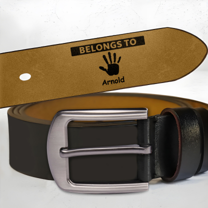 Personalised 1 Name&2 Texts Leather Belt, Custom Adjustable Man Belt Gift for Dad | Jessemade