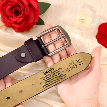 2 Names Personalised Fist Leather Belt, Custom Adjustable Man Belt Gift for Dad | Jessemade