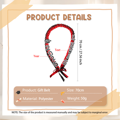 Personalised Graduation Gift Belt – Custom Name & Year Ribbon Lei for Students | Jessemade