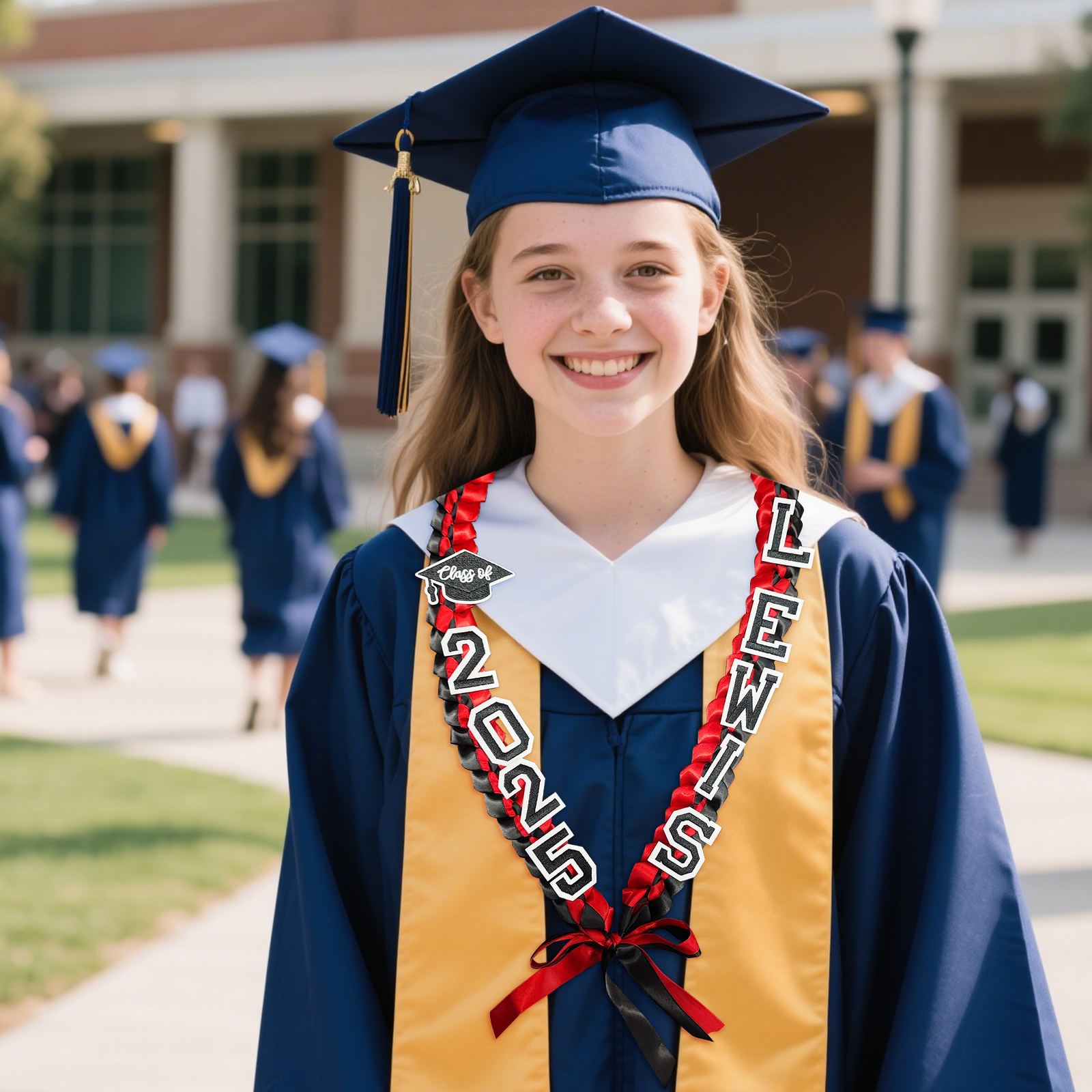 Personalised Graduation Gift Belt – Custom Name & Year Ribbon Lei for Students | Jessemade