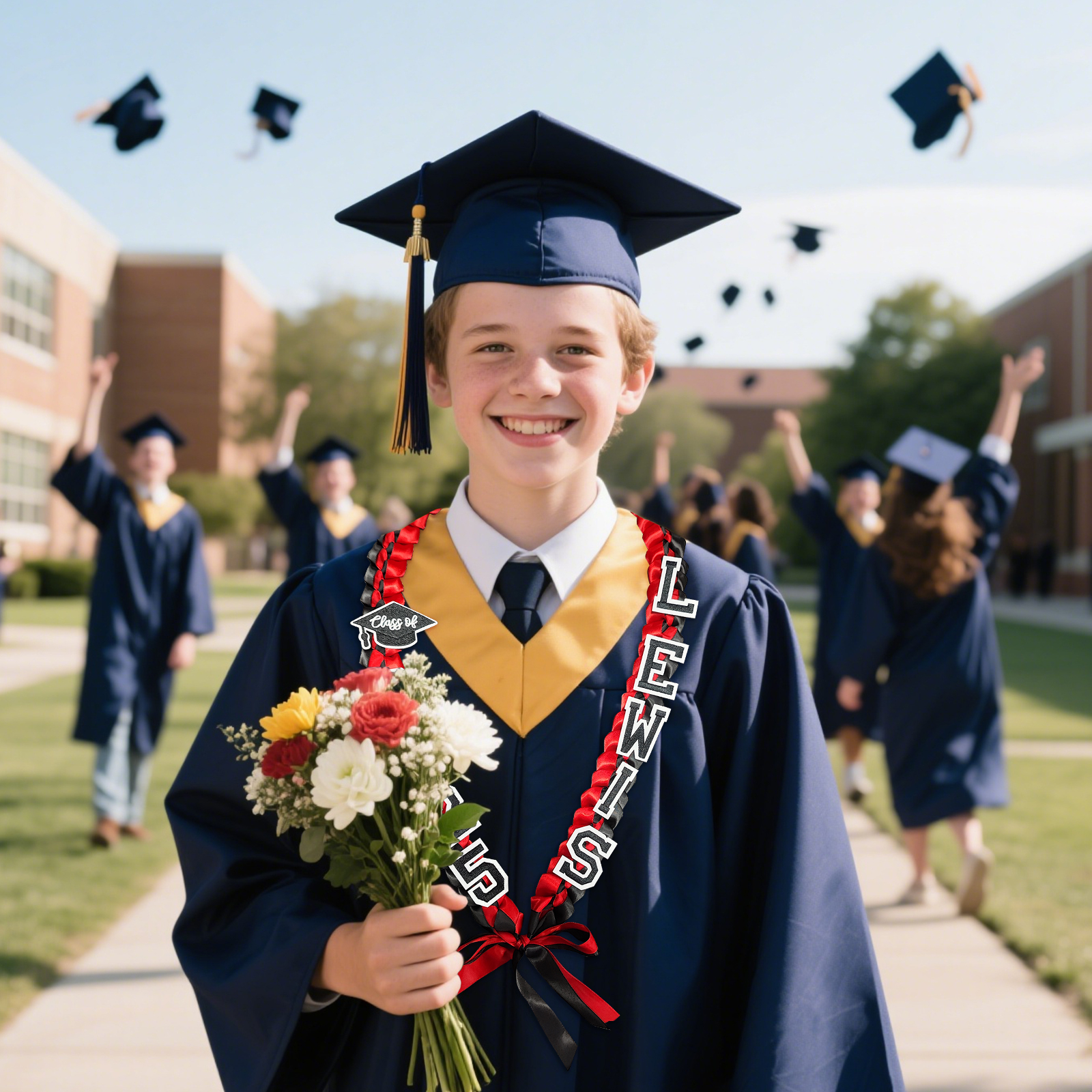 Personalised Graduation Gift Belt – Custom Name & Year Ribbon Lei for Students | Jessemade