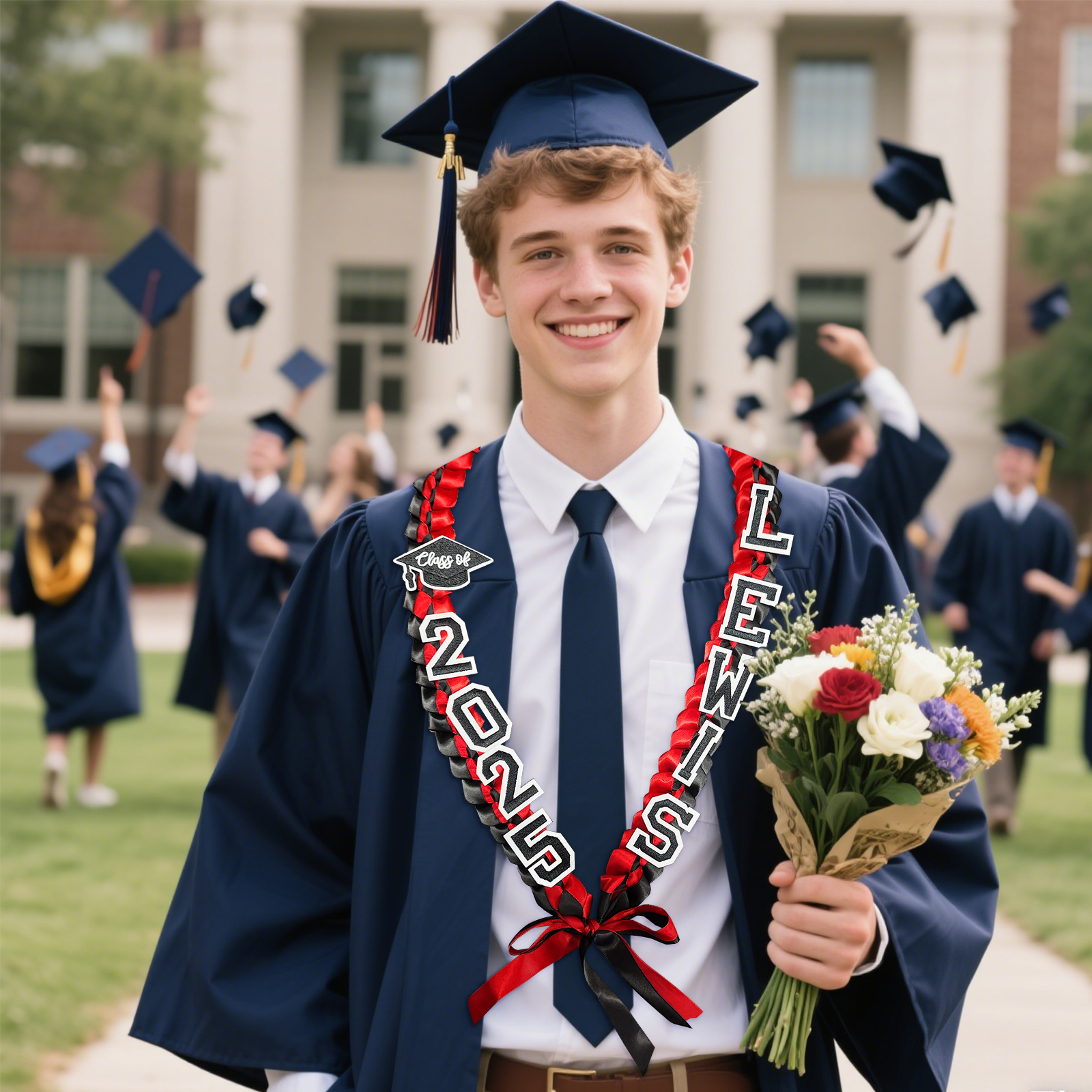 Personalised Graduation Gift Belt – Custom Name & Year Ribbon Lei for Students | Jessemade