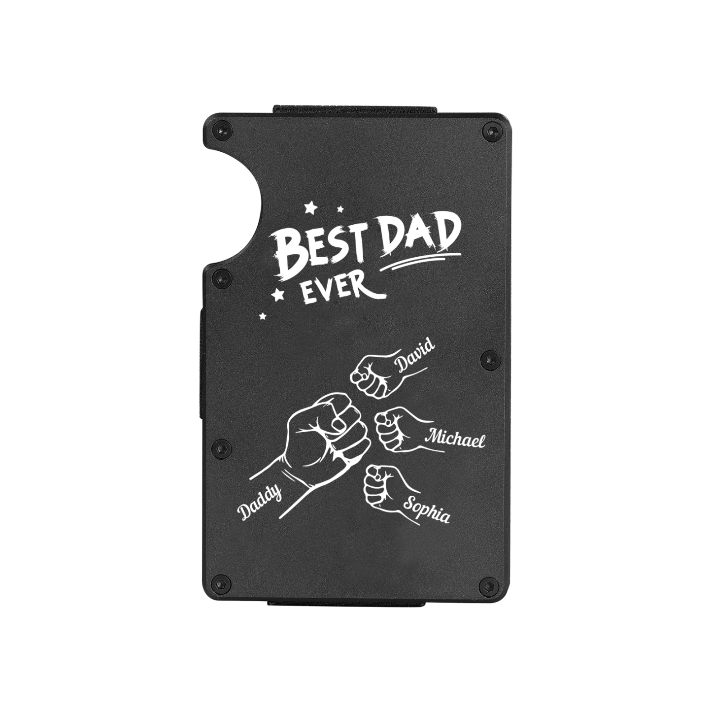4 Names Personalised Best Dad Ever Metal Wallet Clip– Custom Engraved Father's Day Gift | Jessemade