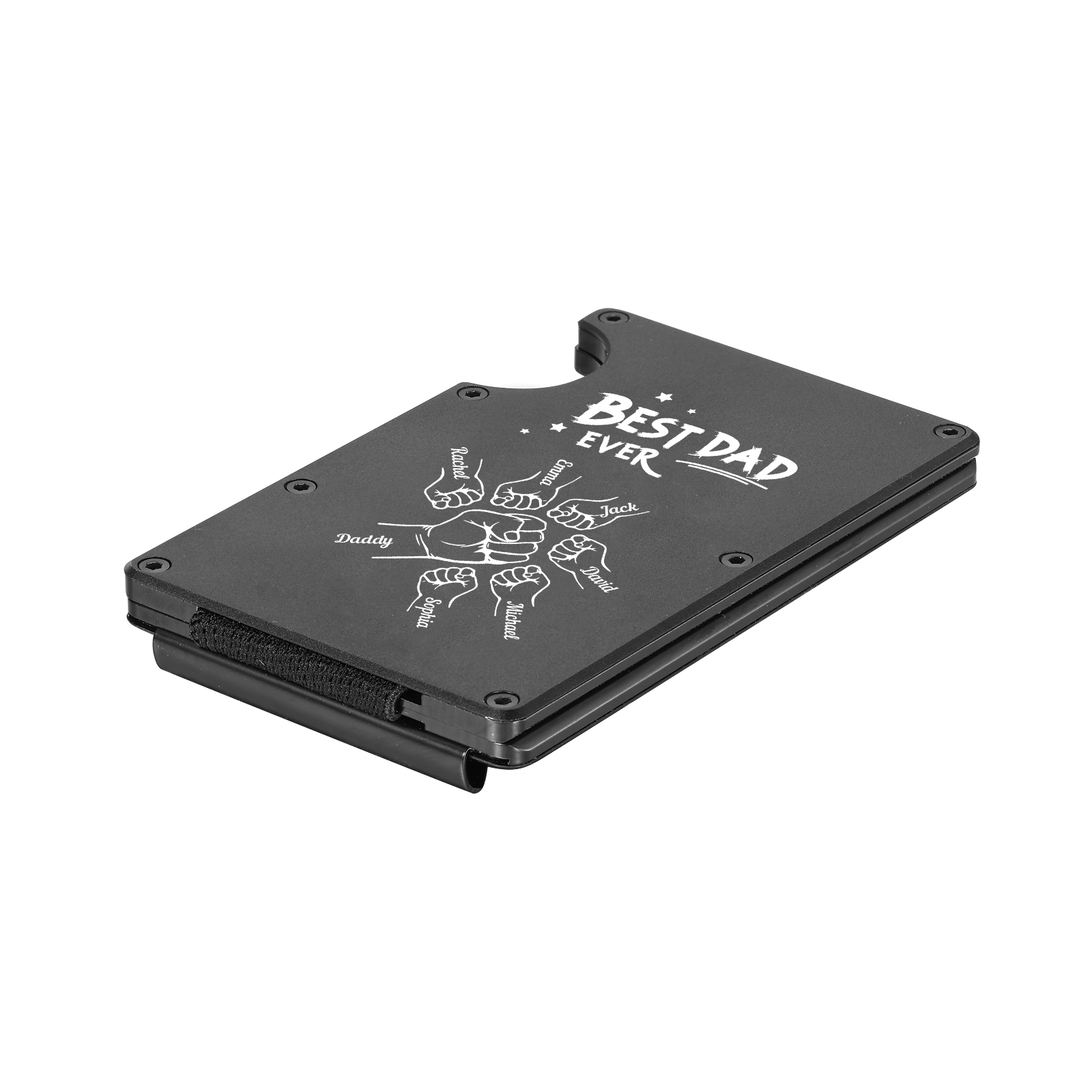 7 Names Personalised Best Dad Ever Metal Wallet Clip – Custom Engraved Father's Day Gift | Jessemade