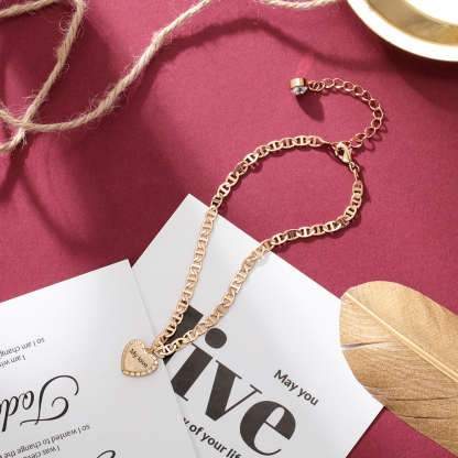Heart Gold Customizable for Women Engraved Family Anklet Jewelry Gift | Jessemade