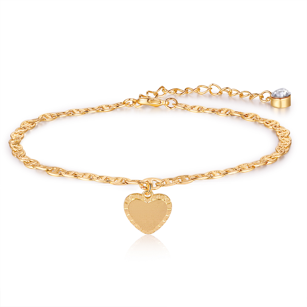Heart Gold Customizable for Women Engraved Family Anklet Jewelry Gift | Jessemade