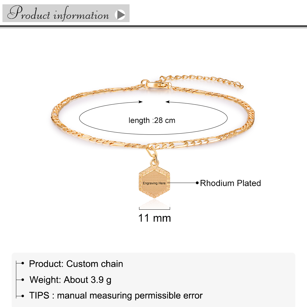 Gold Customizable for Women Engraved Family Anklet Jewelry Gift | Jessemade