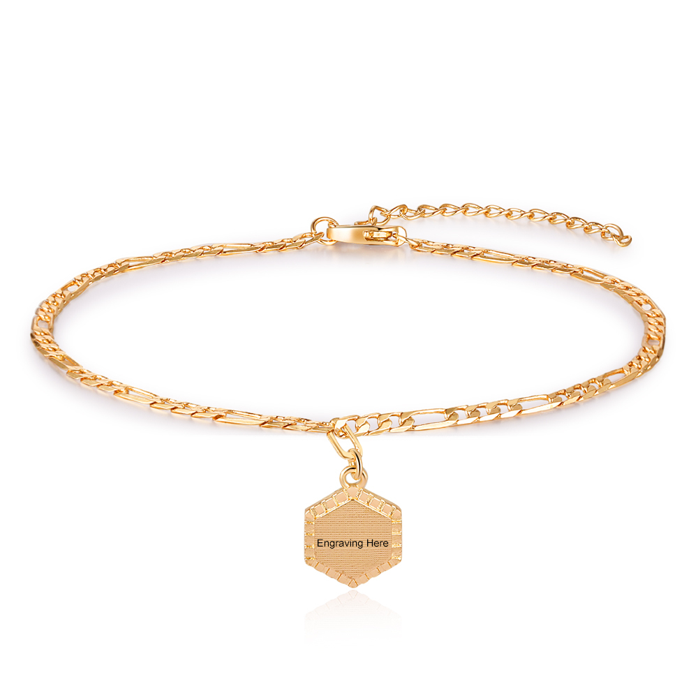 Gold Customizable for Women Engraved Family Anklet Jewelry Gift | Jessemade
