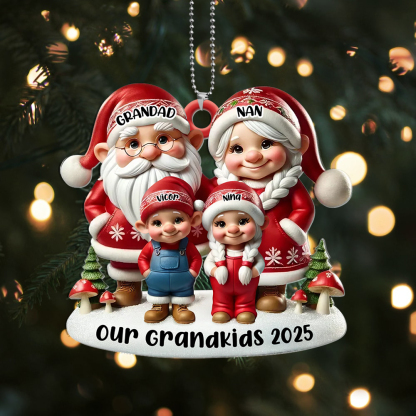 Personalised Santa Grandparents & Grandkids 2025 Ornament